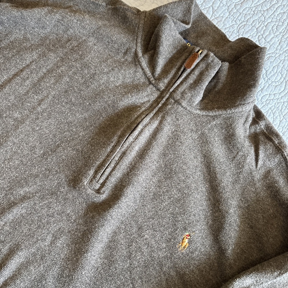 Polo Ralph Lauren Mens 2XB 1/4 Zip Estate Rib Gray Sweater